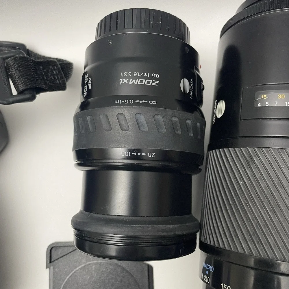 Minolta Maxxum 450si Camera Lot Bundle W/ 28-80mm, 28-105mm & 70-210mm AF Lenses